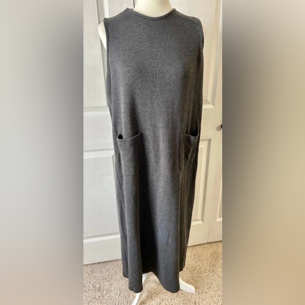 Westbound Gray Herringbone Knit Dress woman size large